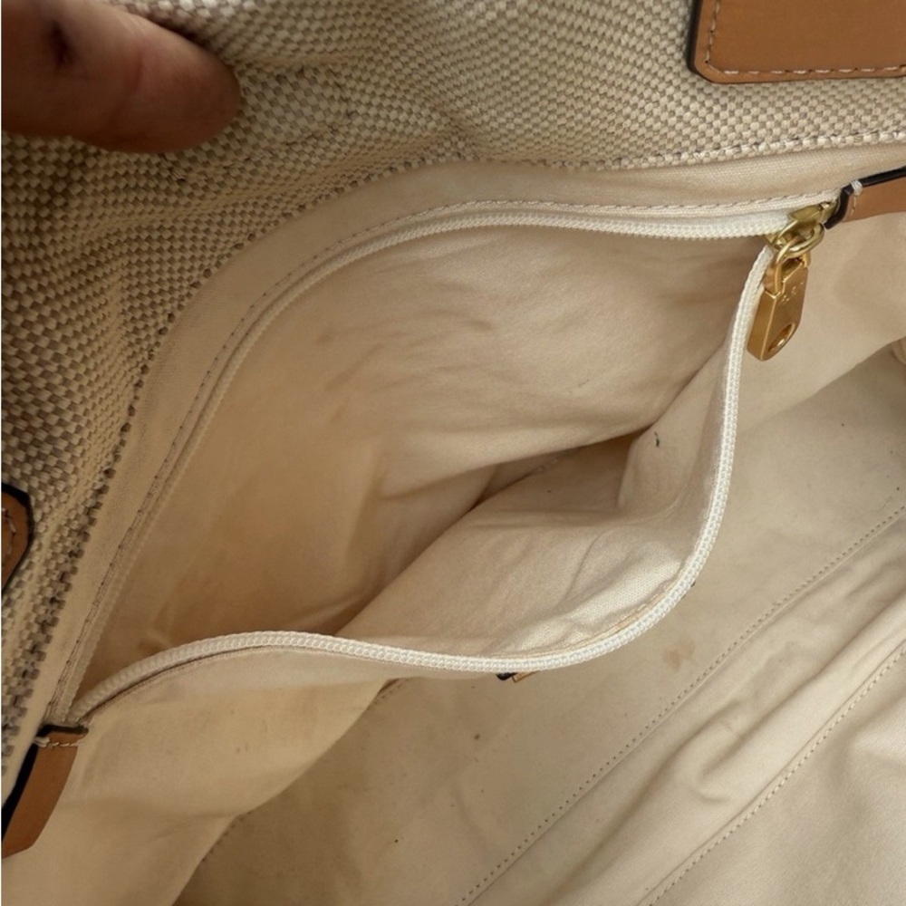 Large Tory Burch Cream and Tan Tote Bag - Picture 11 of 15